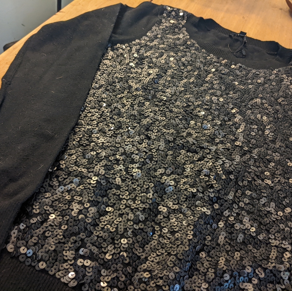 Express Black Sequin front sweater